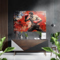 Crimson Textured Boxing Punch Scene Brushed Aluminum Dibond Wall Art