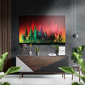 Red And Green Neon Drip Pine Forest Brushed Aluminum Dibond Wall Art