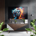Blue Flame Smoke Wavy Hair Muse Brushed Aluminum Dibond Wall Art