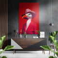 Crimson Hat Goose in Pink Blazer Brushed Aluminum Dibond Wall Art