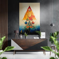Sacred Geometry Triangle Orbs Brushed Aluminum Dibond Wall Art