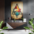 Overlapping Triangles Sun and Moon Brushed Aluminum Dibond Wall Art
