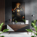 Gold Vest Lion Raising Wine Glass Brushed Aluminum Dibond Wall Art