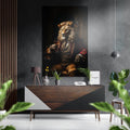 Red Velvet Coat Lion With Brandy Brushed Aluminum Dibond Wall Art