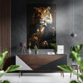 Tuxedo Tiger Holding Golden Goblet Brushed Aluminum Dibond Wall Art