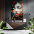 Autumn Leaves Portrait Woman Brushed Aluminum Dibond Wall Art