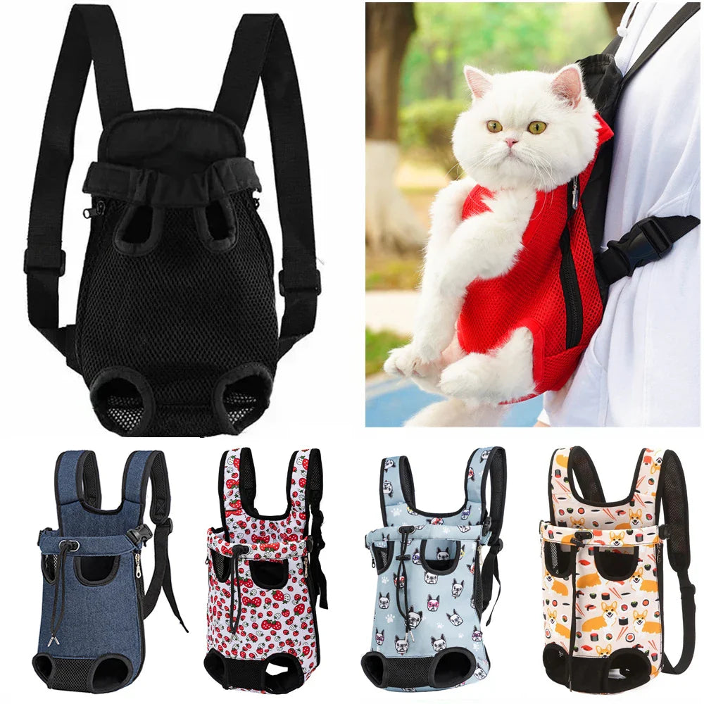 Adjustable Double - Shoulder Pet Carrier Backpack – Breathable Cat & Small Dog Travel Bag, Hands - Free Hiking Carrier - PhishStones Products