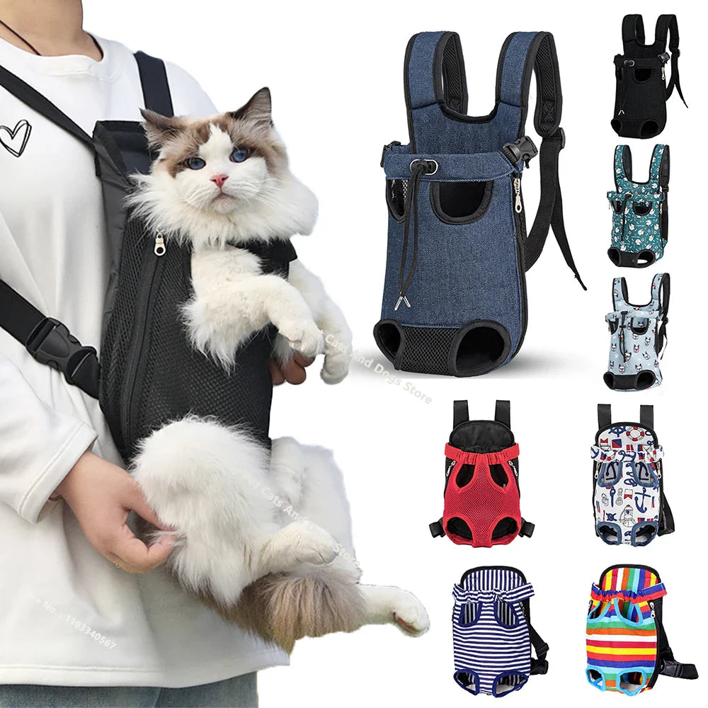 Adjustable Double - Shoulder Pet Carrier Backpack – Breathable Cat & Small Dog Travel Bag, Hands - Free Hiking Carrier - PhishStones Products