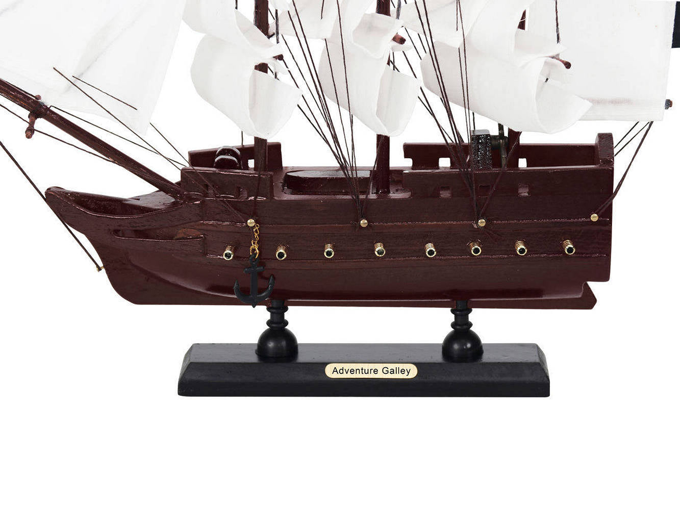 Wooden Captain Kidds Adventure Galley White Sails Model Pirate Ship 12""