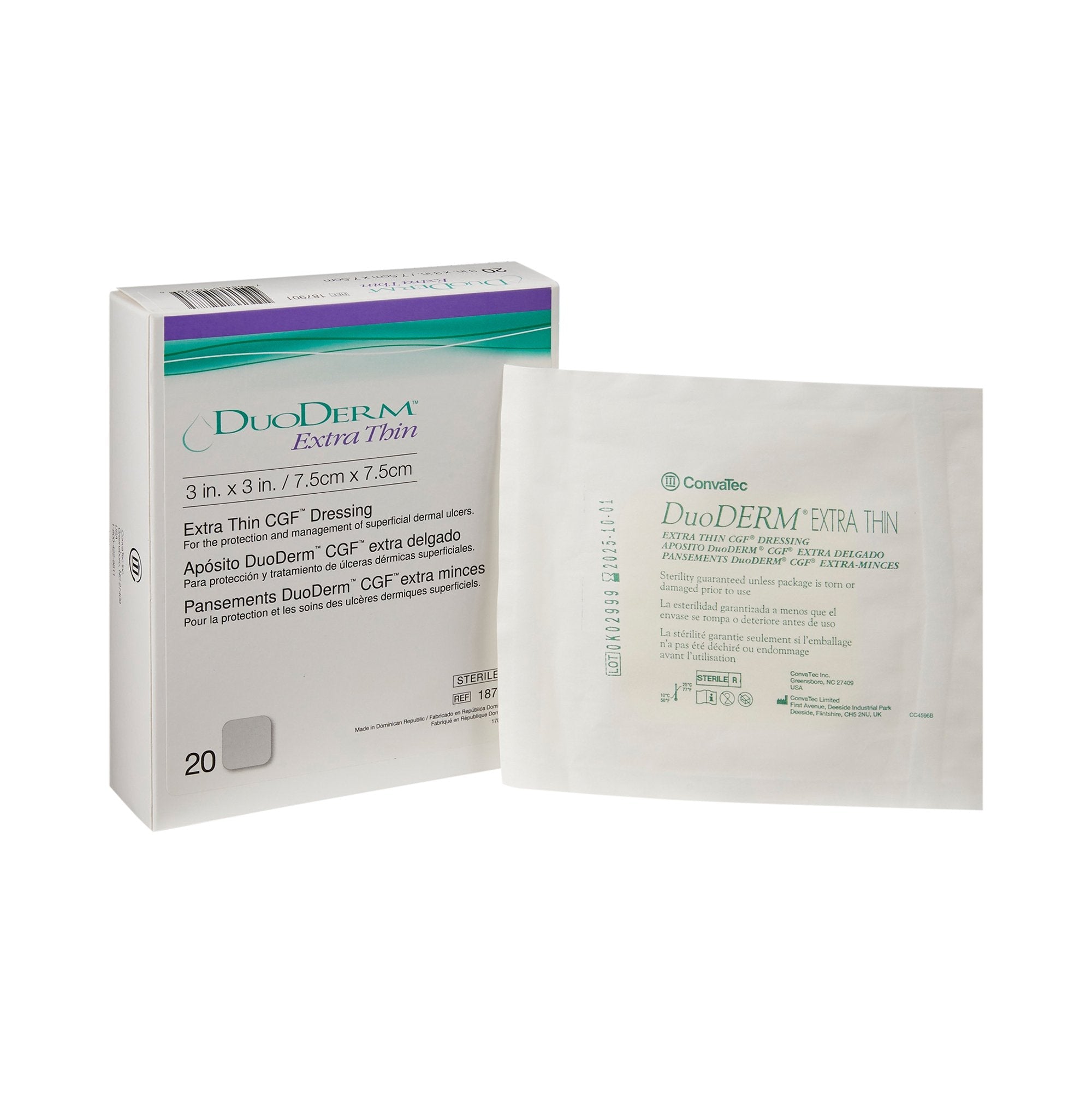 DuoDerm® Extra Thin Hydrocolloid Dressing, 3 x 3 Inch 187901