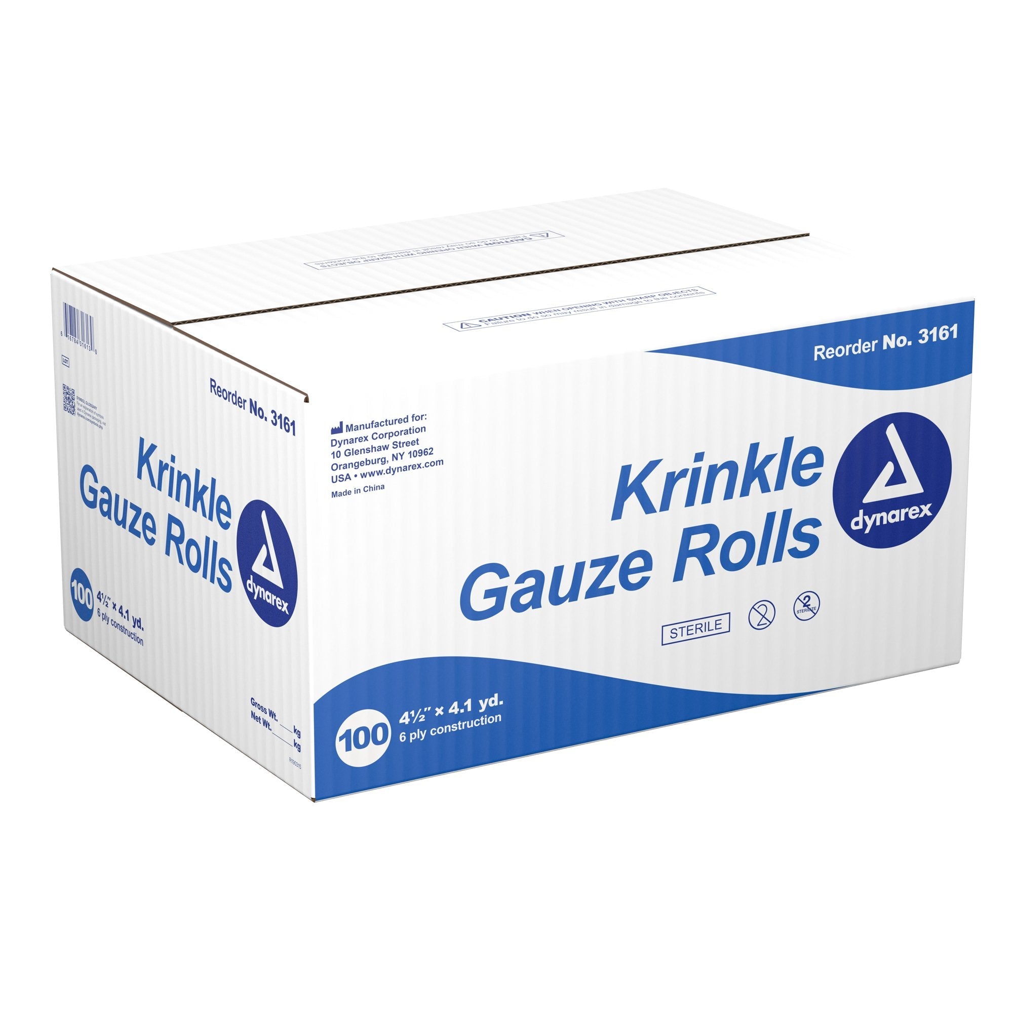 dynarex® Sterile Fluff Bandage Roll, 4-1/2 Inch x 4-1/10 Yard, Six-Ply 3161