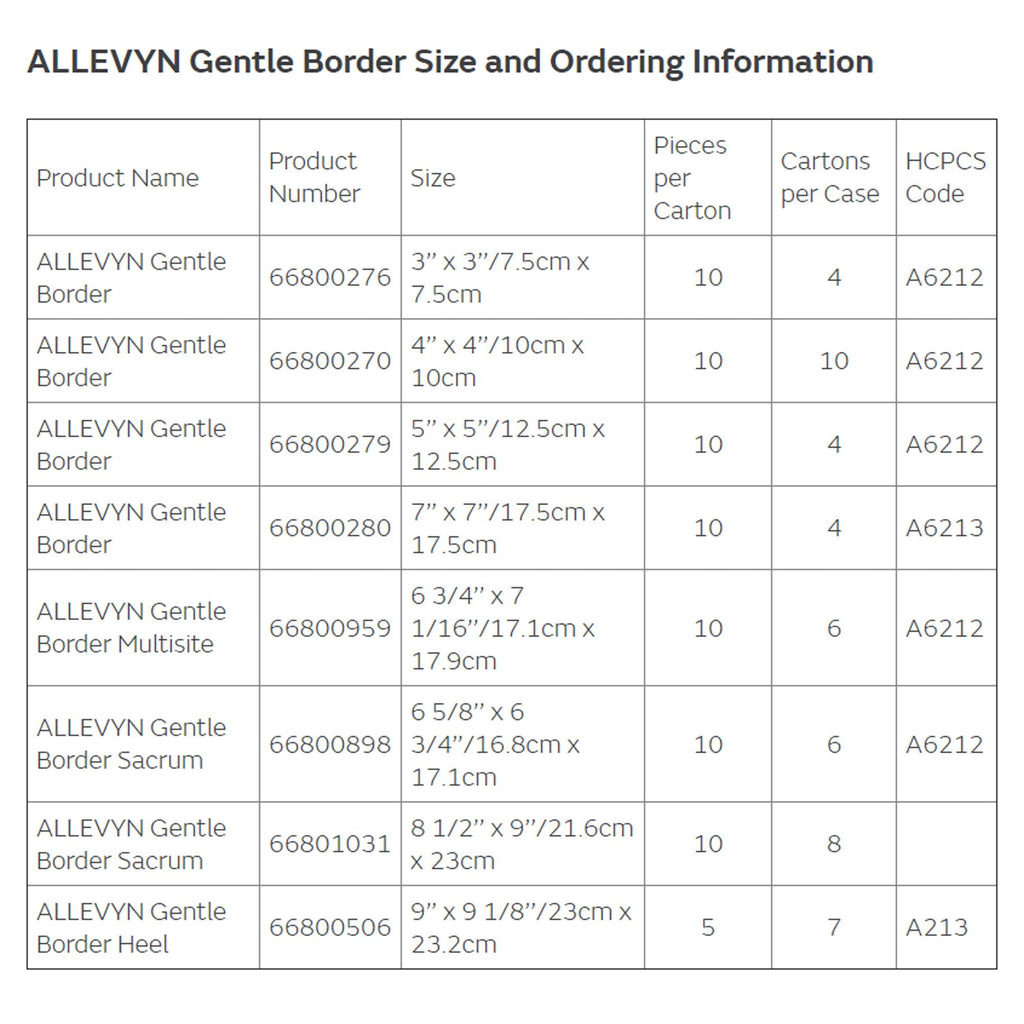 Allevyn Gentle Border Silicone Foam Dressing, 5 x 5 Inch 66800279