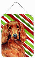 Irish Setter Candy Cane Holiday Christmas Wall or Door Hanging Prints Aluminum Metal Sign Kitchen Wall Bar Bathroom Plaque Home Decor Front Door Plaque, 12x16, Multicolor