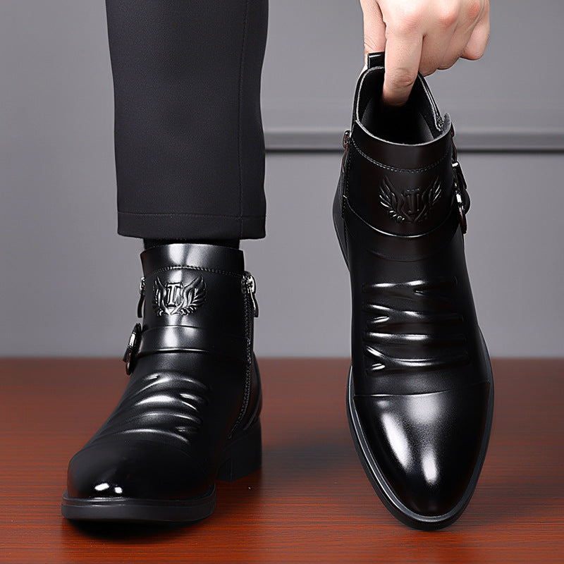 Men's Fashion British Leather Boots Business Formal Chelsea Boots
