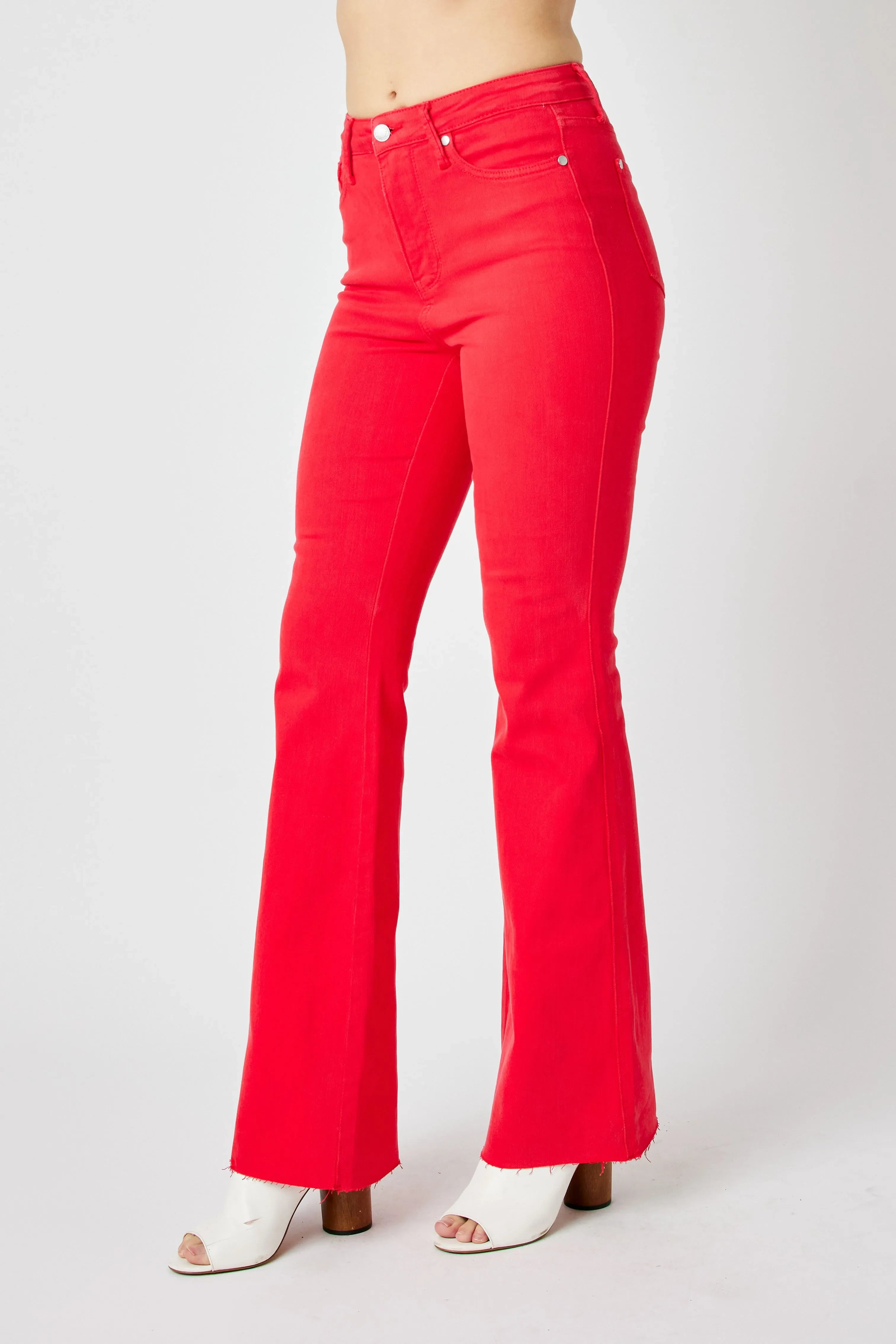 Judy Blue Full Size Hw Tummy Control Garment Dyed Flare Jeans Plus Size