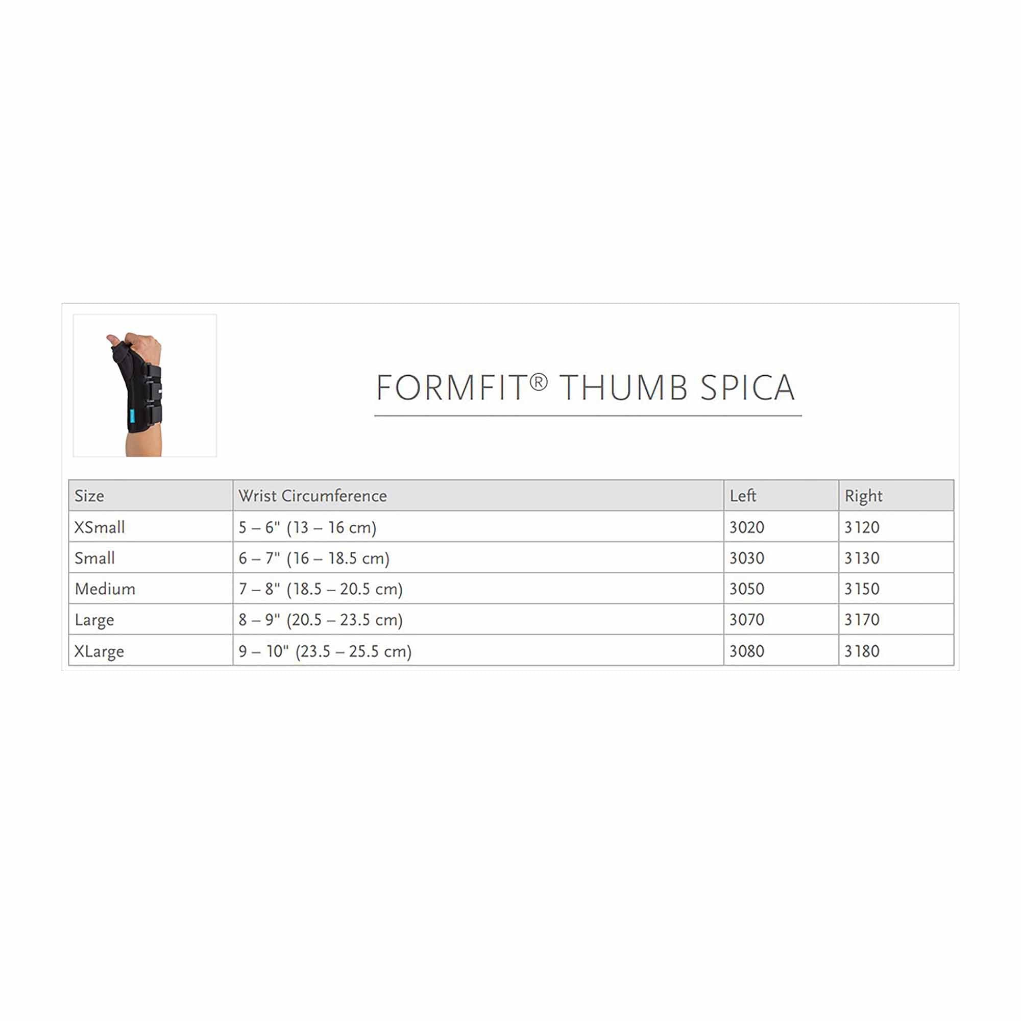 Ossur Formfit® Left Wrist Brace with Thumb Spica, Large 3070