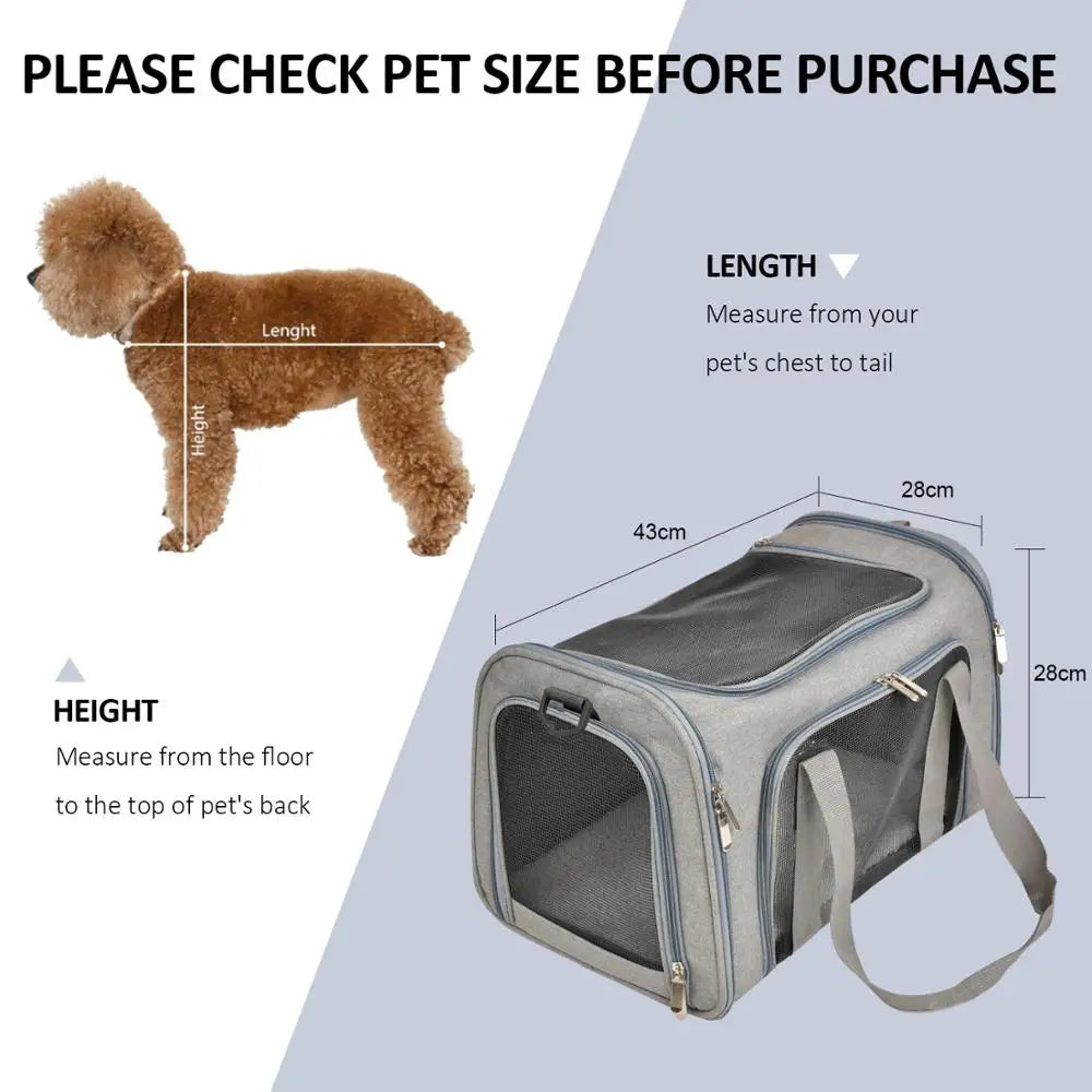 Airline - Approved Soft - Side Pet Carrier Backpack for Small Dogs & Cats — M (44×28×28 cm / 17.3×11×11 in) & L (50×34×34 cm / 19.7×13.4×13.4 in), Up to 12 kg (26.5 lb) - PhishStones Products