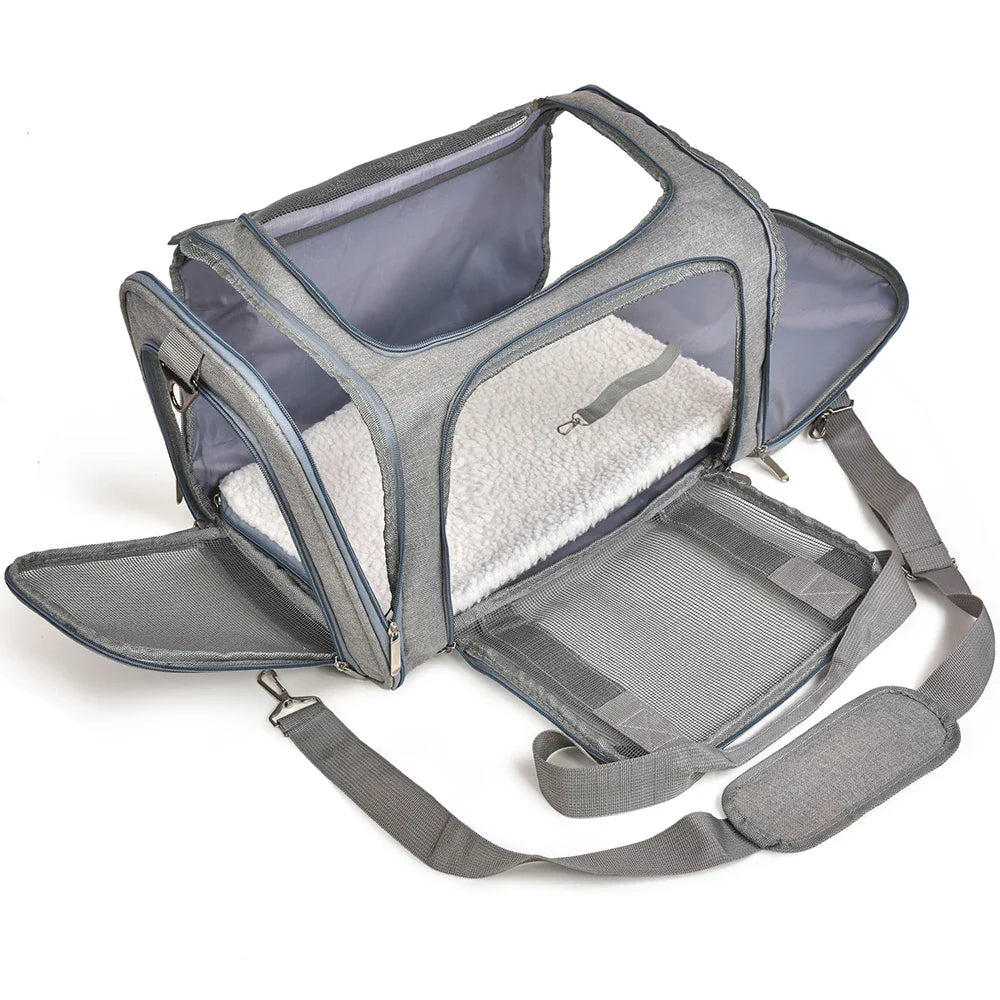 Airline - Approved Soft - Side Pet Carrier Backpack for Small Dogs & Cats — M (44×28×28 cm / 17.3×11×11 in) & L (50×34×34 cm / 19.7×13.4×13.4 in), Up to 12 kg (26.5 lb) - PhishStones Products