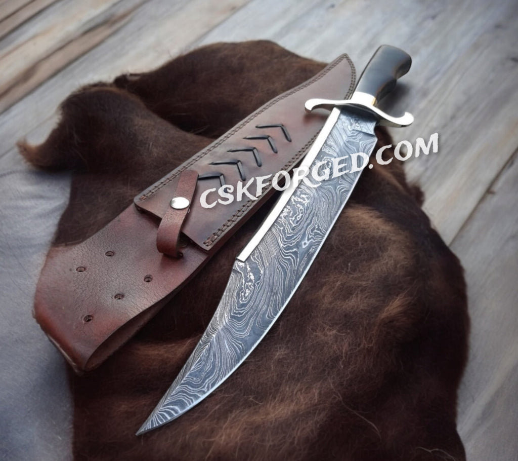 Alamo Musso Damascus Knife – Top Men’s Gift Durable for Outdoorsmen & Collectors - PhishStones Products