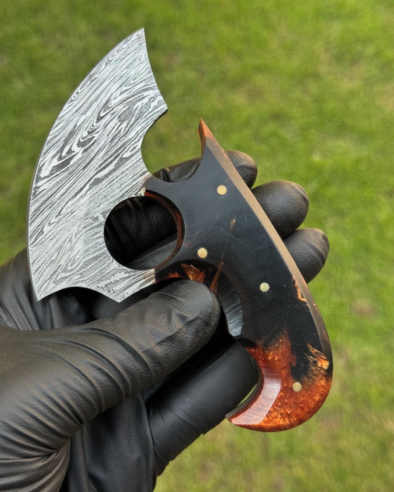 Alaska Natural Caribou ULU Knife Full Tang Jiggle Resin Handle - PhishStones Products