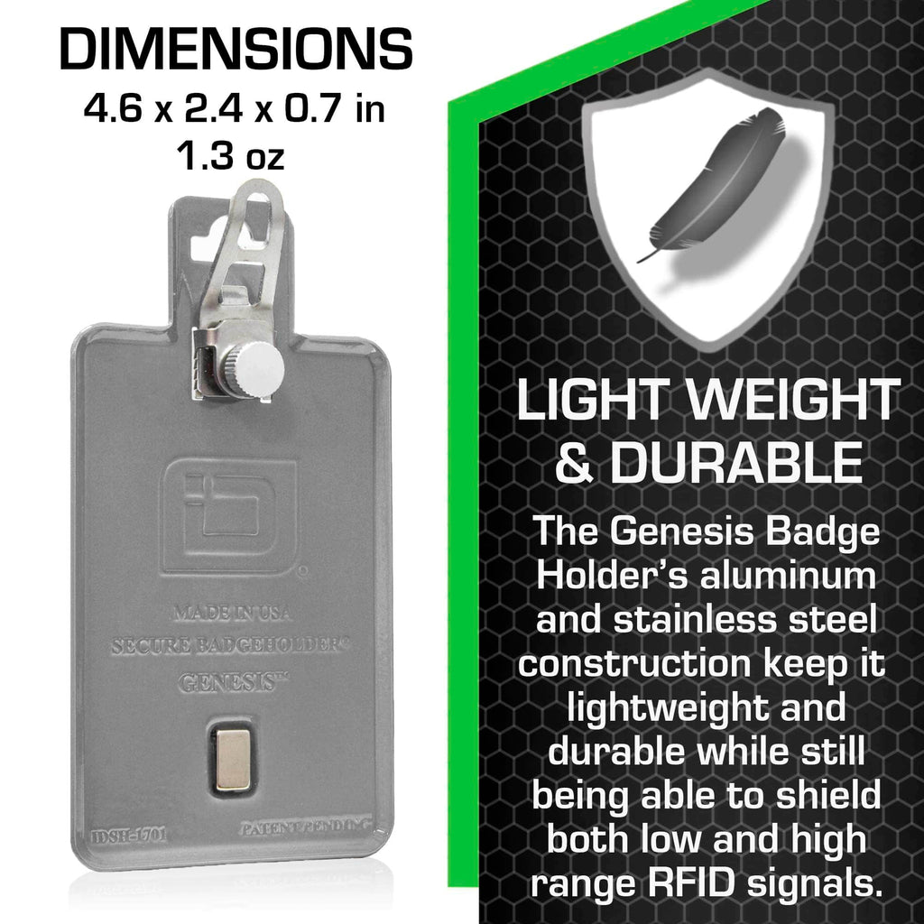 All Metal Magnetic Badge Holder - RFID Secure Badge Holder Genesis™ with BloxProx™ - PhishStones Products