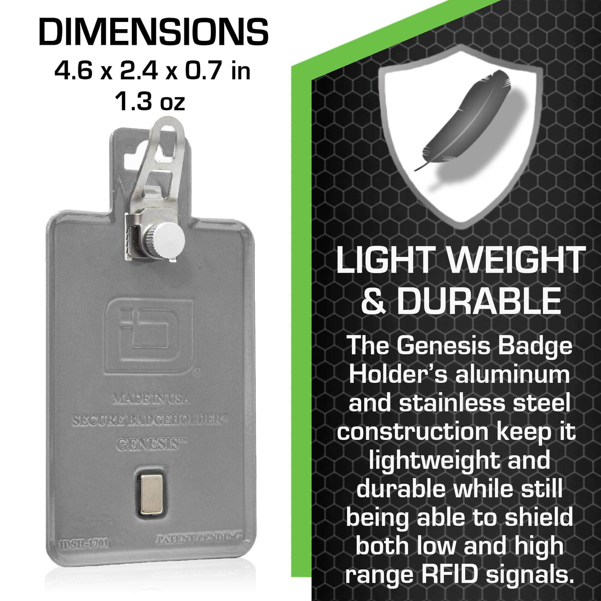 All Metal Magnetic Badge Holder - RFID Secure Badge Holder Genesis™ with BloxProx™ - PhishStones Products
