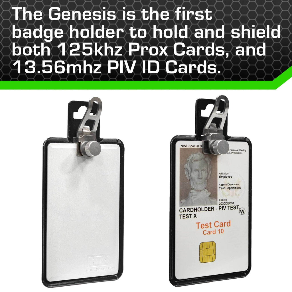 All Metal Magnetic Badge Holder - RFID Secure Badge Holder Genesis™ with BloxProx™ - PhishStones Products