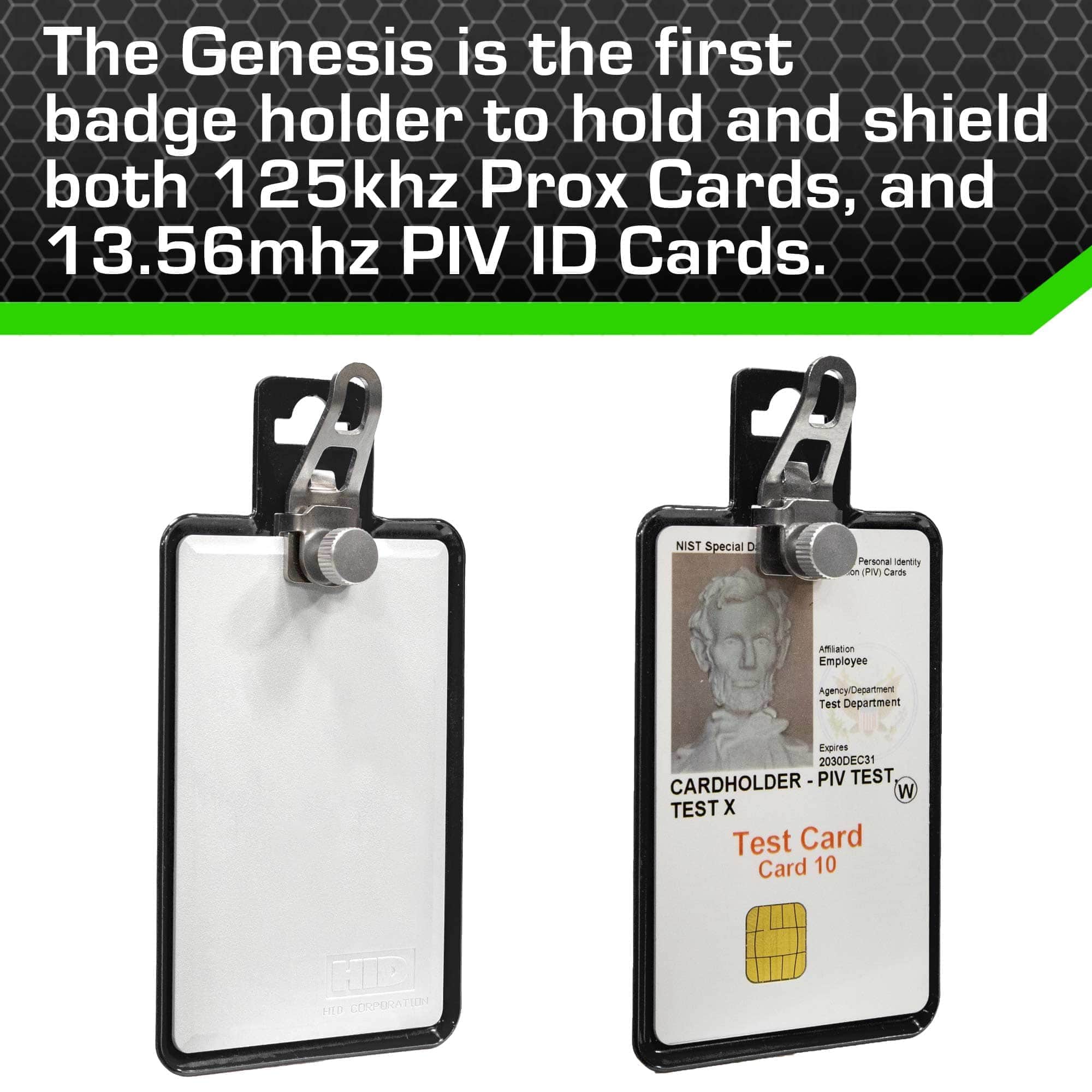 All Metal Magnetic Badge Holder - RFID Secure Badge Holder Genesis™ with BloxProx™ - PhishStones Products