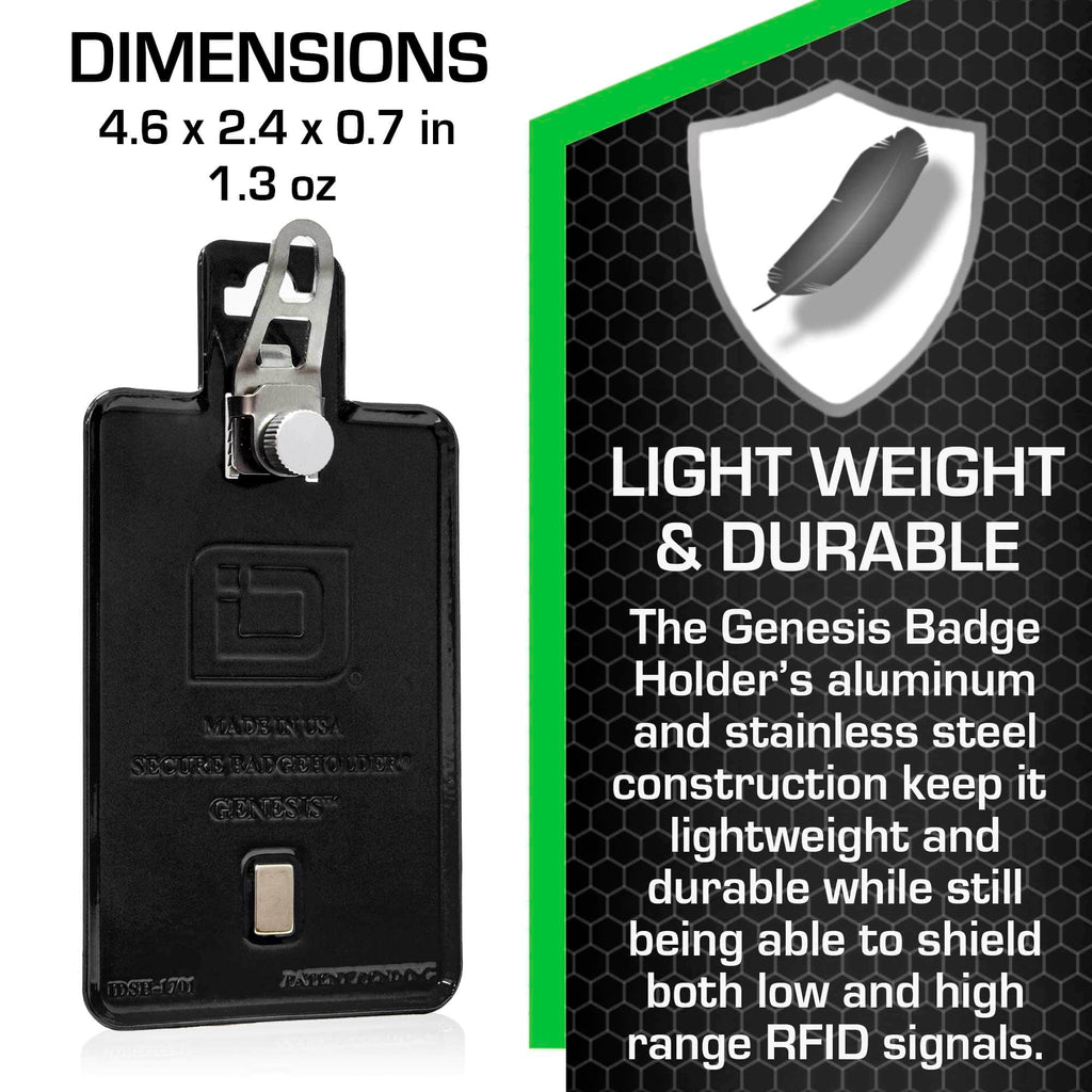 All Metal Magnetic Badge Holder - RFID Secure Badge Holder Genesis™ with BloxProx™ - PhishStones Products
