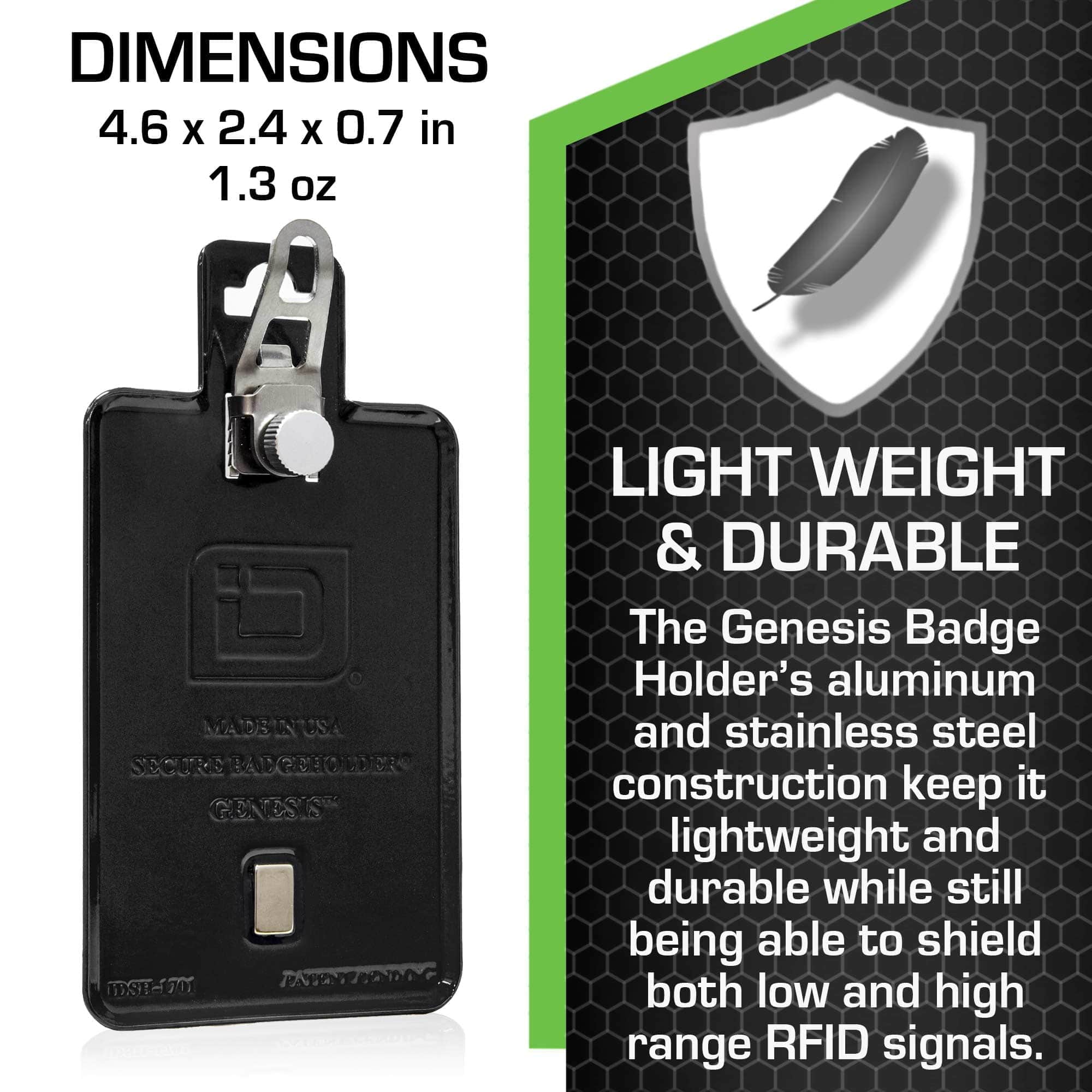 All Metal Magnetic Badge Holder - RFID Secure Badge Holder Genesis™ with BloxProx™ - PhishStones Products