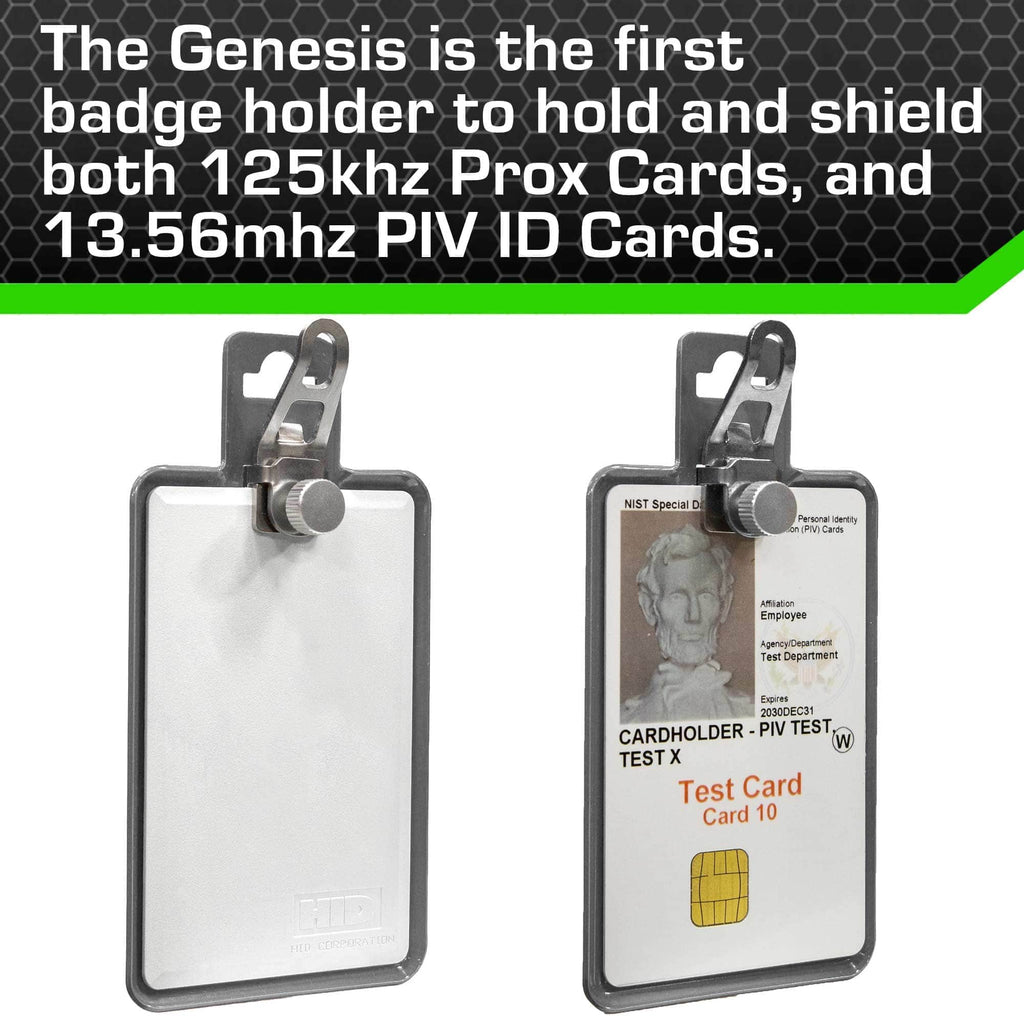 All Metal Magnetic Badge Holder - RFID Secure Badge Holder Genesis™ with BloxProx™ - PhishStones Products