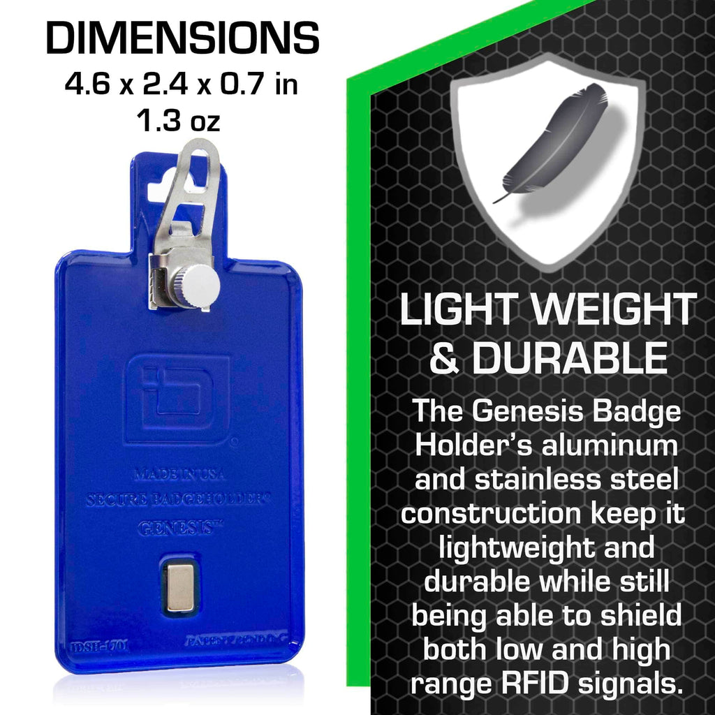 All Metal Magnetic Badge Holder - RFID Secure Badge Holder Genesis™ with BloxProx™ - PhishStones Products