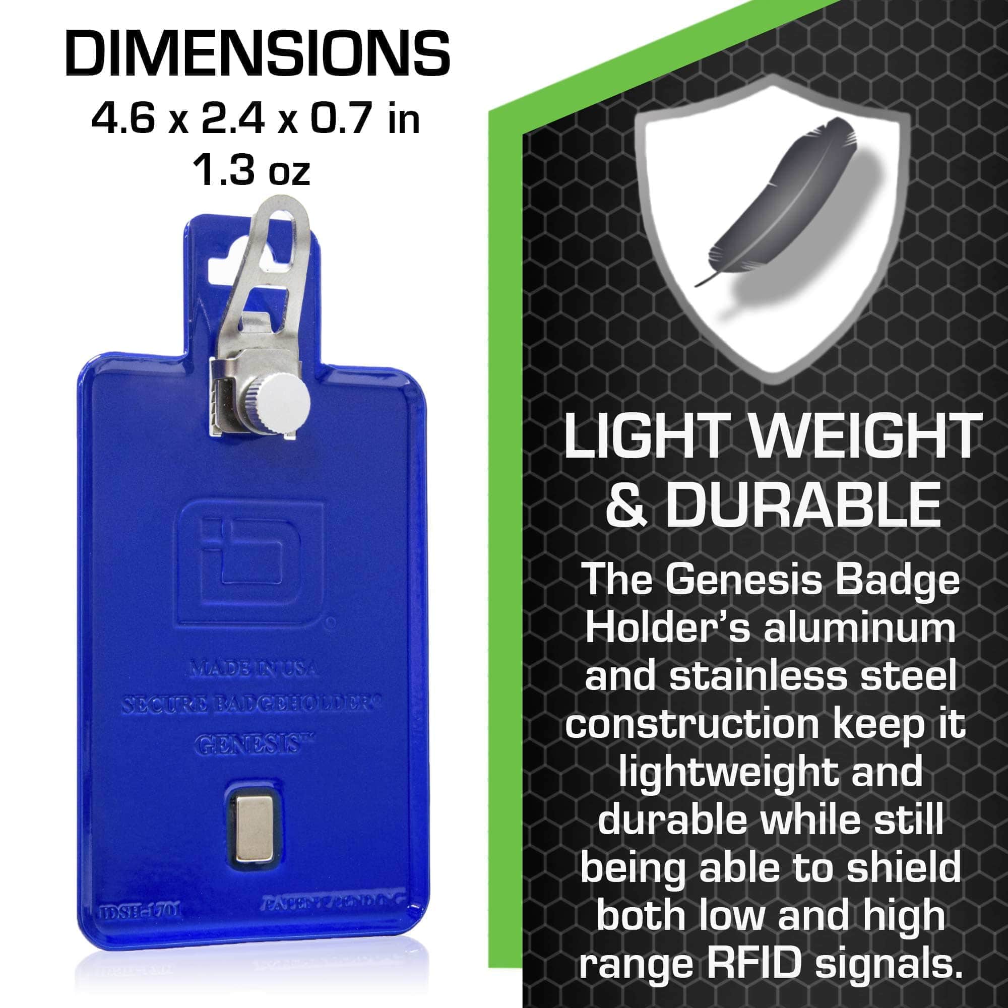 All Metal Magnetic Badge Holder - RFID Secure Badge Holder Genesis™ with BloxProx™ - PhishStones Products