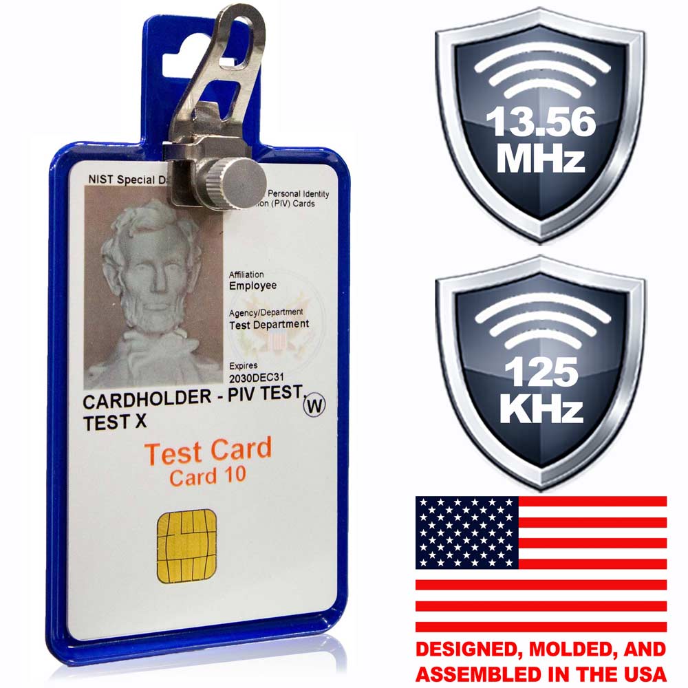 All Metal Magnetic Badge Holder - RFID Secure Badge Holder Genesis™ with BloxProx™ - PhishStones Products