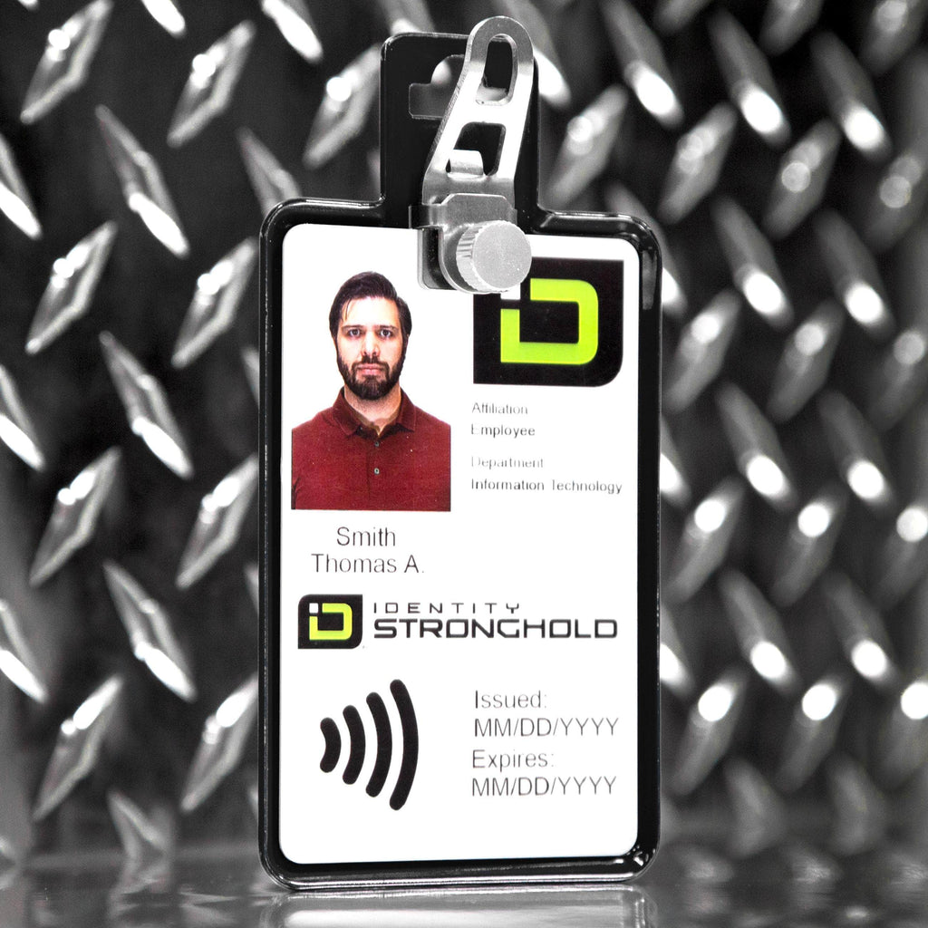 All Metal Magnetic Badge Holder - RFID Secure Badge Holder Genesis™ with BloxProx™ - PhishStones Products