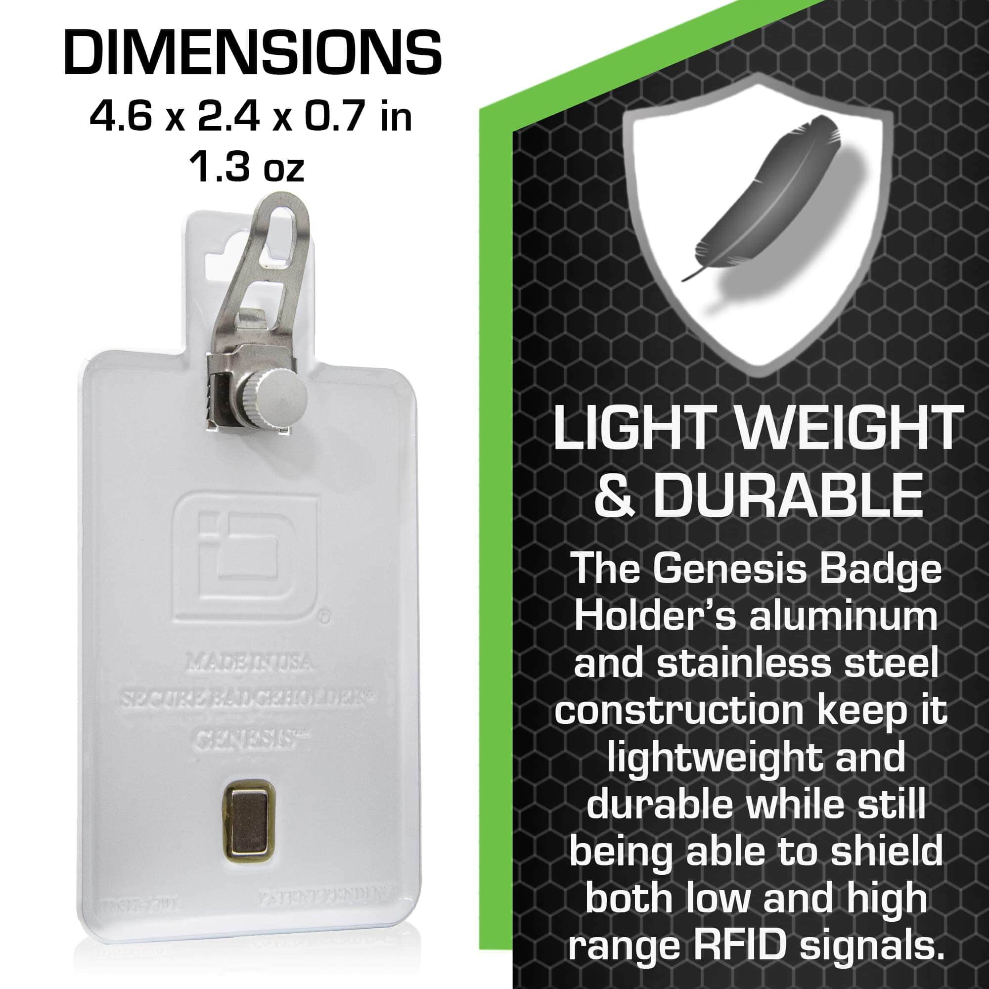 All Metal Magnetic Badge Holder - RFID Secure Badge Holder Genesis™ with BloxProx™ - PhishStones Products