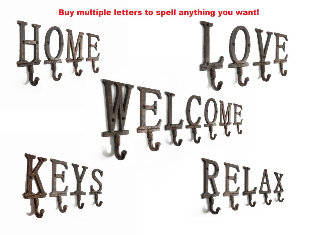 Rustic Copper Cast Iron Letter G Alphabet Wall Hook 6""