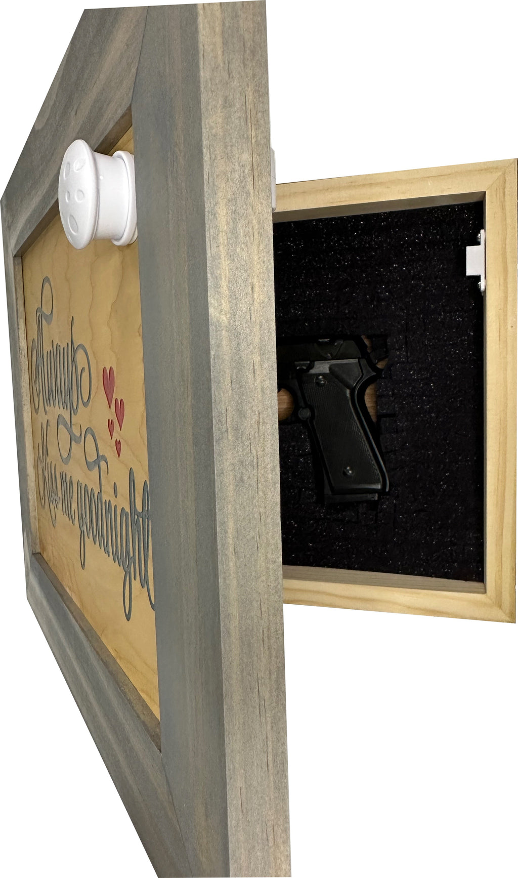 Always Kiss Me Goodnight Hidden Gun Cabinet Wall Decor Concealed Furniture Concealment Shelf