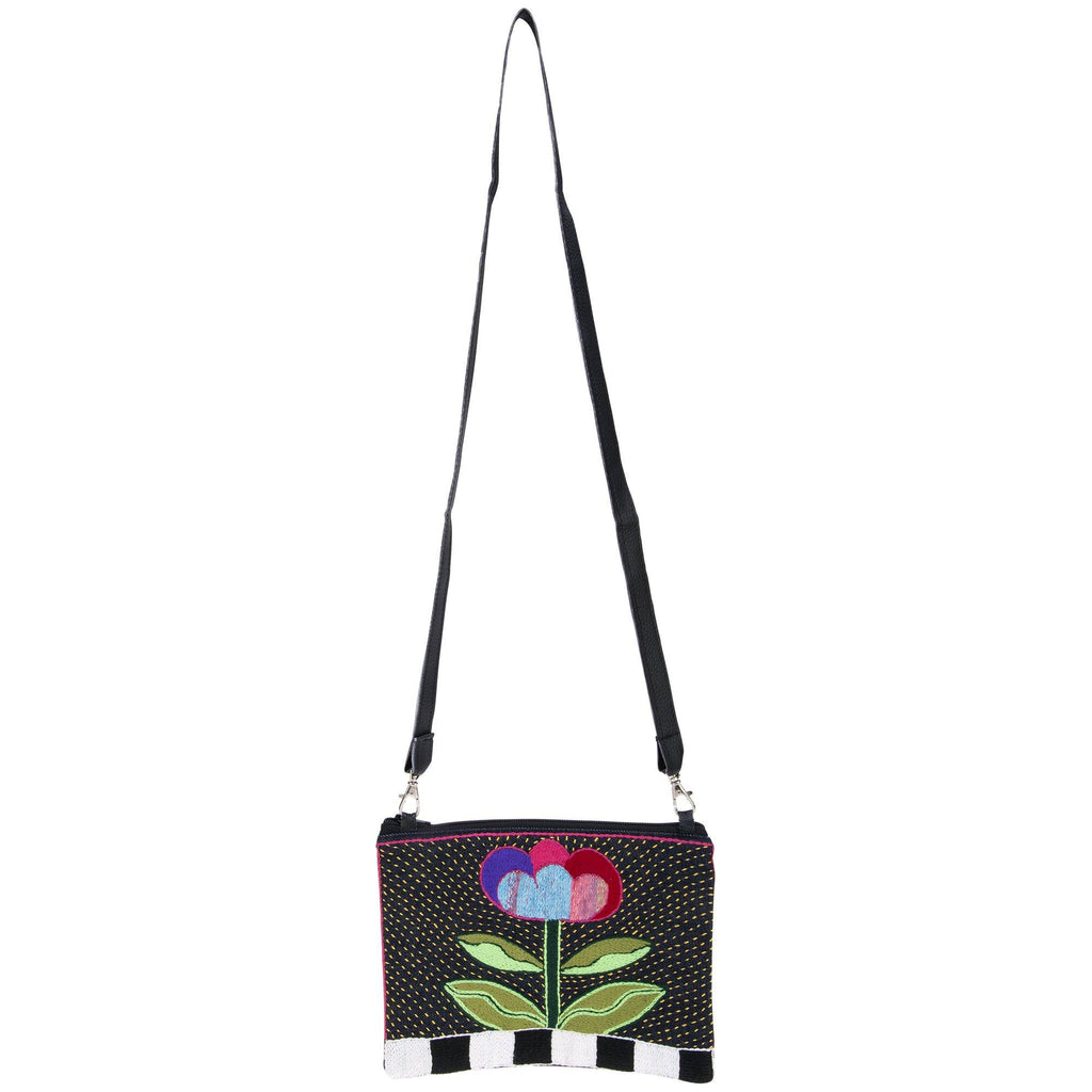 GreaterGood Amarasti Hand-Embroidered Cotton Denim Sling Bag