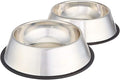 Amazon Basics Stainless Steel Non - Skid Pet Dog Water And Food Bowl, 2 - Pack (10 x 2.8 Inches), Each Holds Up to 4 Cups - PhishStones Products