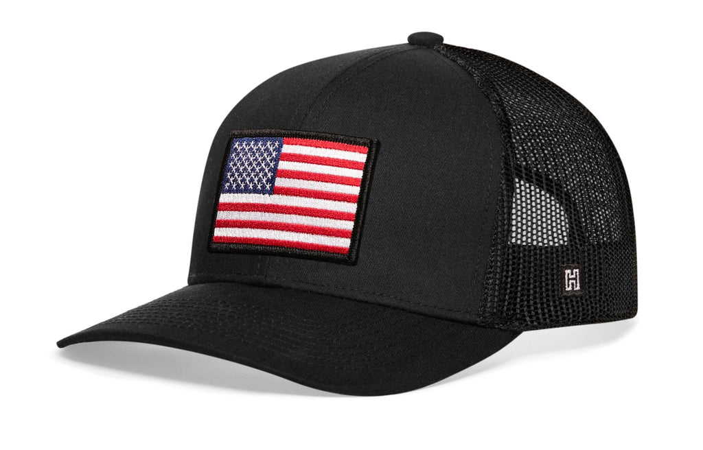 American Flag Trucker Hat | Black USA Snapback - PhishStones Products