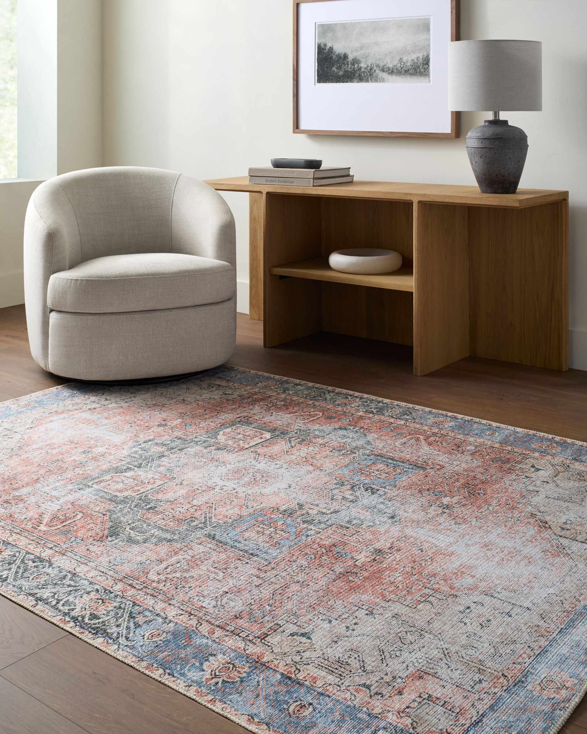 Rosman Distressed Washable Area Rug