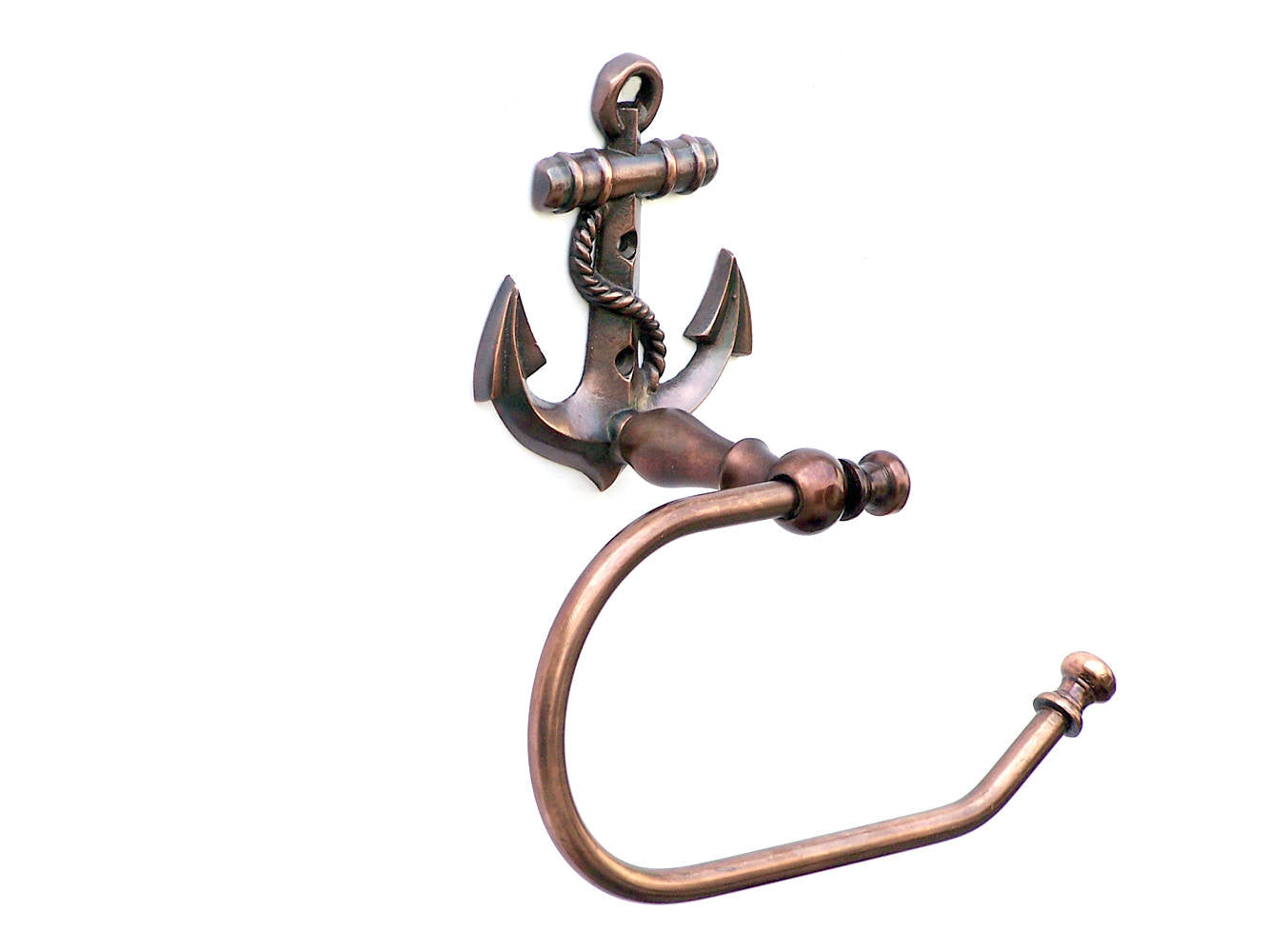 Antique Copper Anchor Toilet Paper Holder 10""