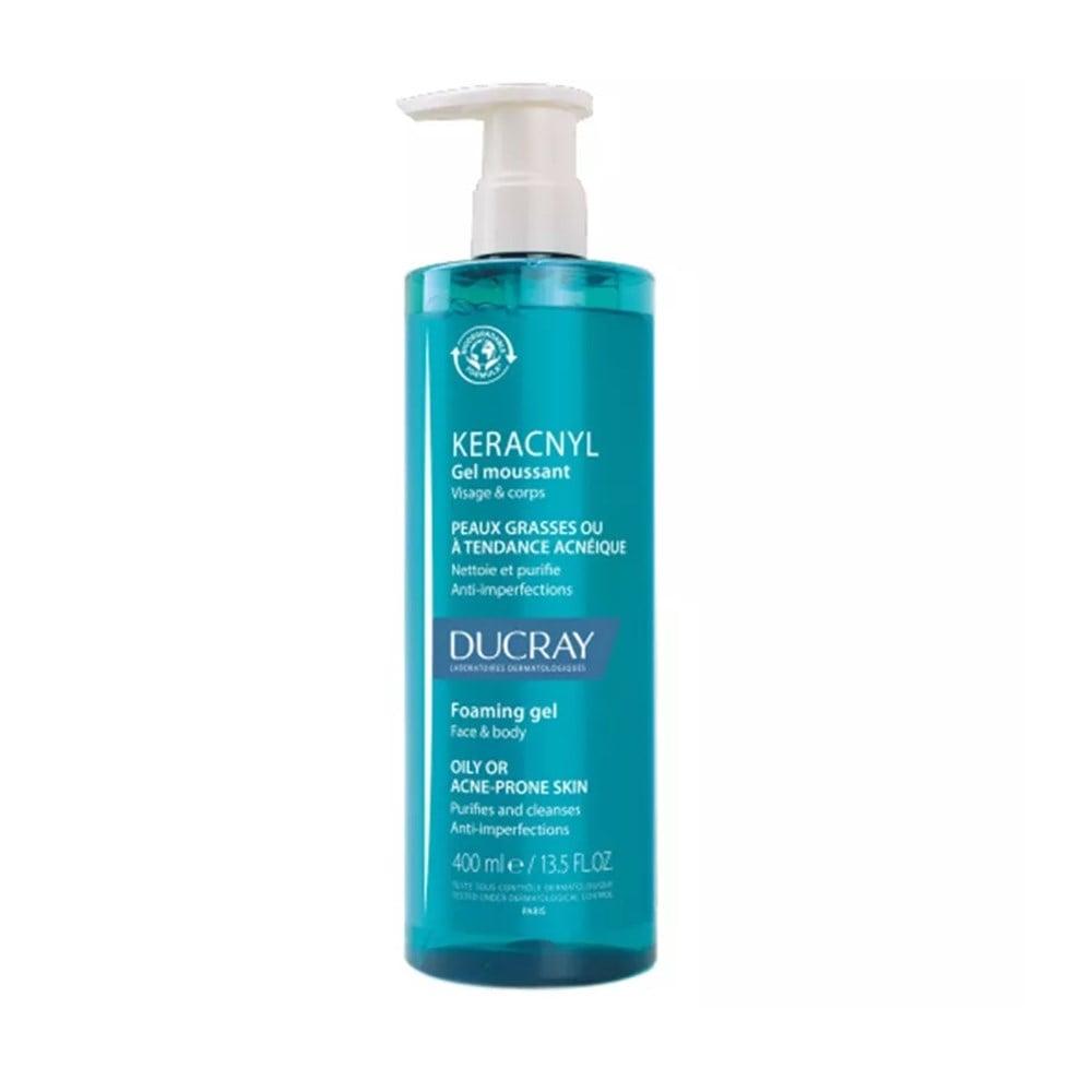 Ducray Keracnyl Cleansing Gel - 400ml - Moisturizing Acne-Prone Skin Care for Oily Skin