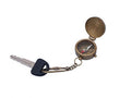 Antique Brass Compass w/ Lid Key Chain 5""