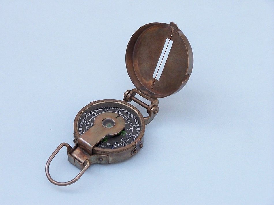 Antique Brass Military Compass 4""
