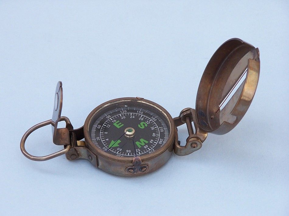 Antique Brass Military Compass 4""