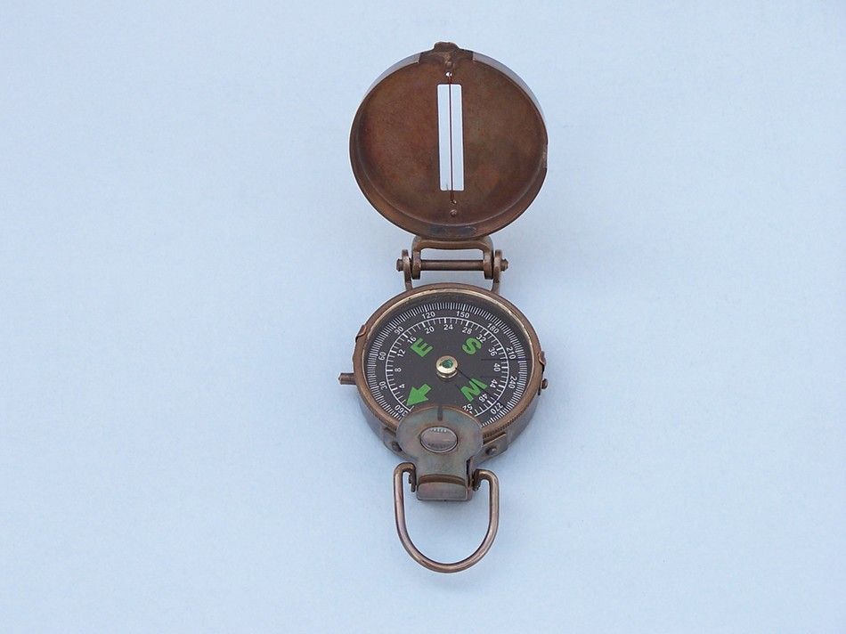 Antique Brass Military Compass 4""