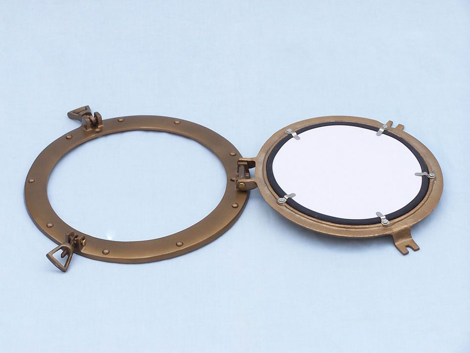 Antique Brass Decorative Ship Porthole Mirror 12""