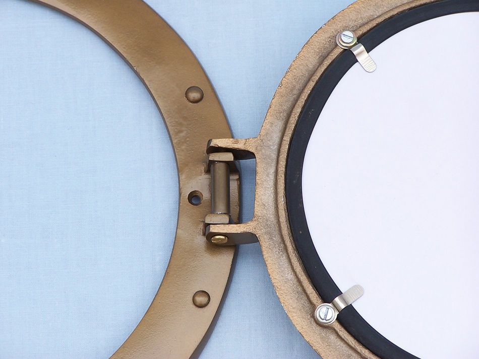 Antique Brass Decorative Ship Porthole Mirror 15""